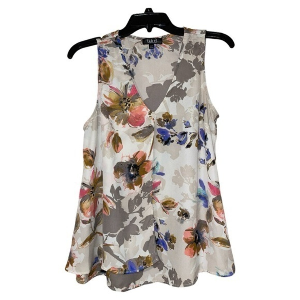 Rachel Rachel Roy Sleeveless Floral‎ Blouse V Neck Fairy Flowy Ivory Medium
